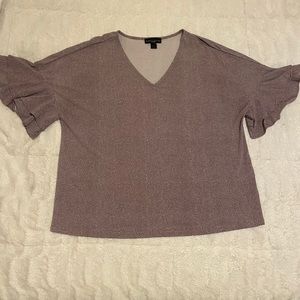 Lavender/White Polka Dot Blouse w/ Ruffle Sleeves